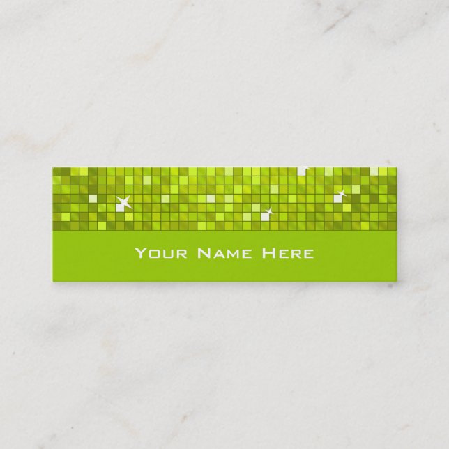 Disco Tiles Lime business card skinny (Front)