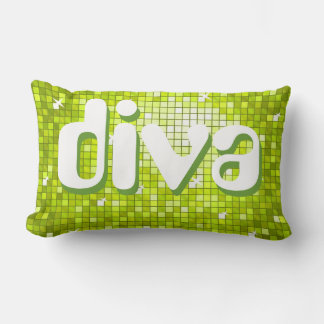 Disco Tiles Lime 'diva' throw pillow amelia text