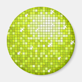 Disco Tiles Lime fridge magnet round