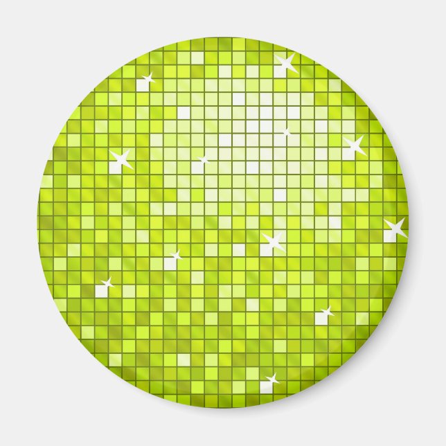 Disco Tiles Lime fridge magnet round (Front)