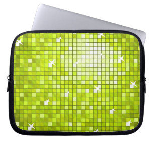 Disco Tiles Lime laptop sleeve 10 inch