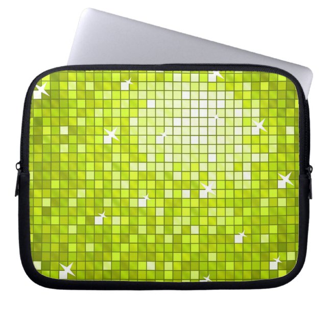 Disco Tiles Lime laptop sleeve 10 inch (Front)