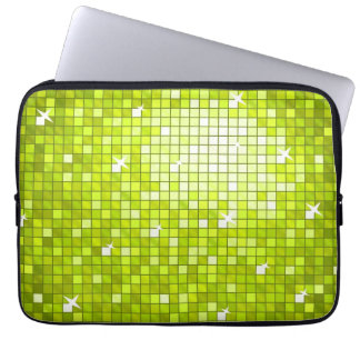 Disco Tiles Lime laptop sleeve 13 inch