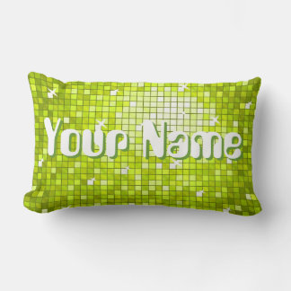 Disco Tiles Lime 'Name' throw pillow lumbar