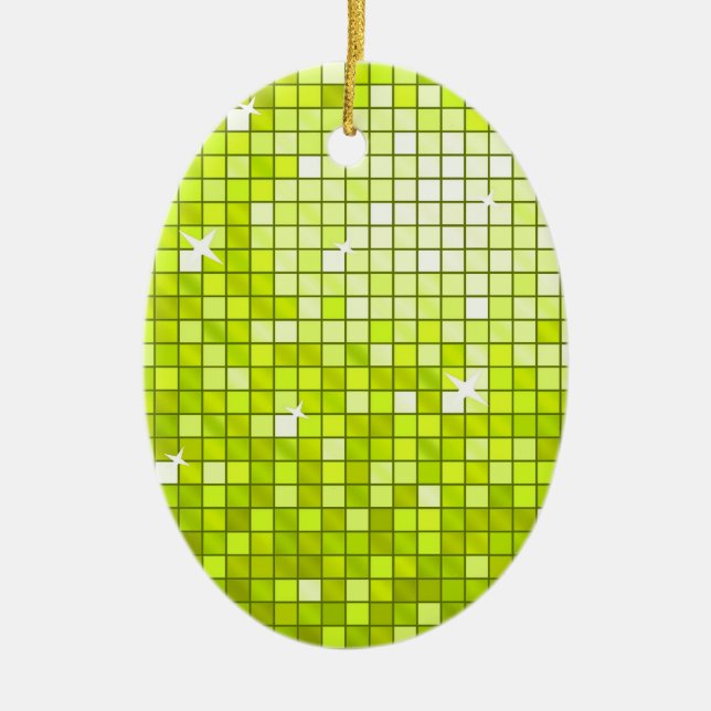 Disco Tiles Lime ornament oval (Front)