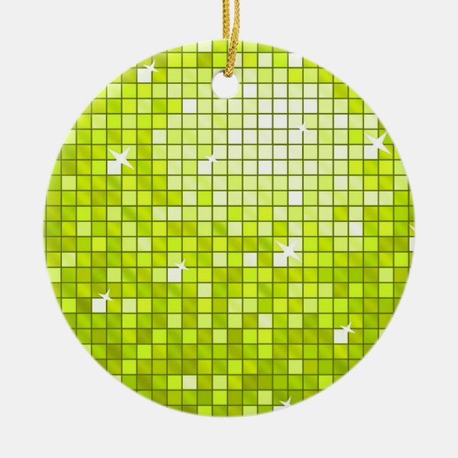 Disco Tiles Lime ornament round (Front)