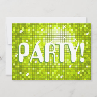 Disco Tiles Lime 'PARTY!' invitation amelia text