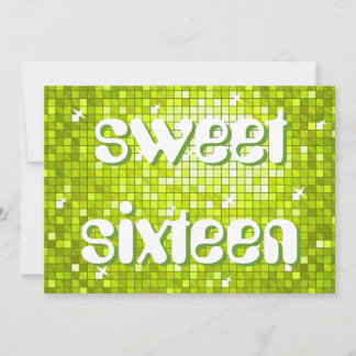 Disco Tiles Lime 'sweet sixteen' amelia text Invitation