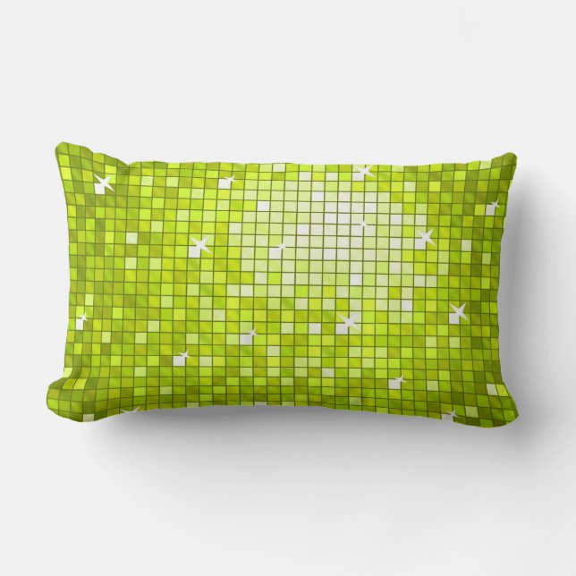 Disco Tiles Lime throw pillow (Front)