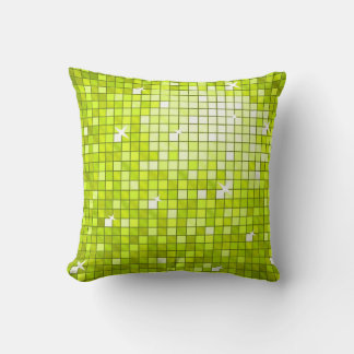 Disco Tiles Lime throw pillow square