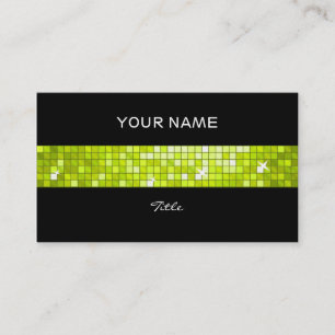 Disco Tiles Lime tile stripe black back Business Card