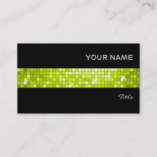 Disco Tiles Lime tile stripe black Business Card