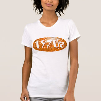Disco Tiles Orange '1970s' petite white T-Shirt