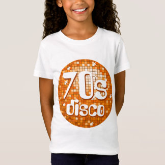 Disco Tiles Orange '70s Disco' girls fitted white T-Shirt
