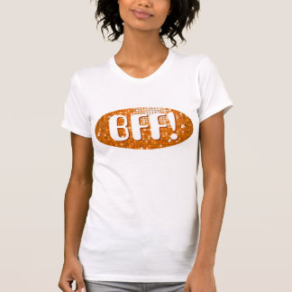 Disco Tiles Orange 'BFF!' ladies petite white T-Shirt