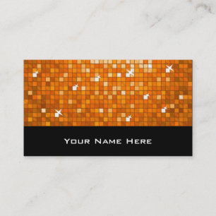 Disco Tiles Orange business card black