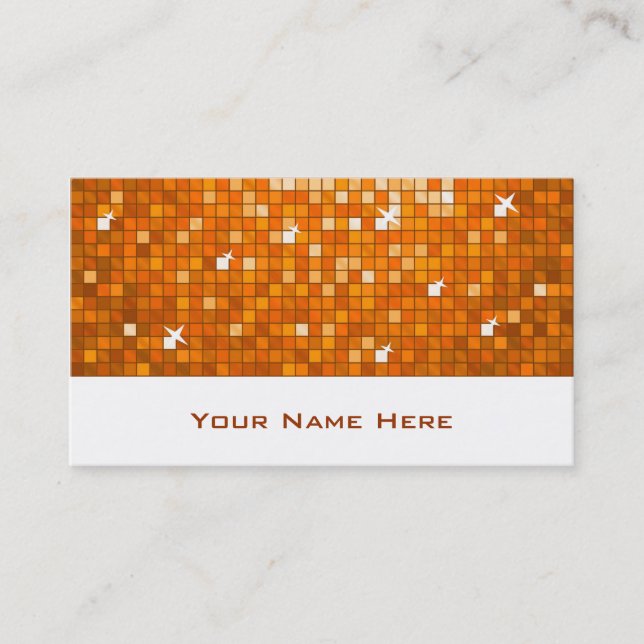 Disco Tiles Orange business card white (Front)