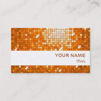 Disco Tiles Orange business card white stripe