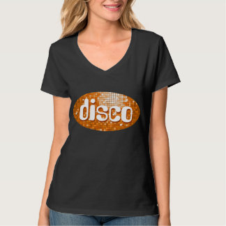 Disco Tiles Orange 'disco' ladies v-neck black T-Shirt