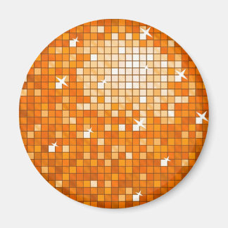 Disco Tiles Orange fridge magnet round