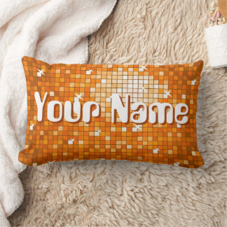 Disco Tiles Orange 'Name' throw pillow lumbar