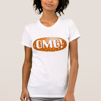 Disco Tiles Orange 'OMG!' ladies petite white T-Shirt