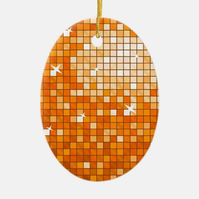 Disco Tiles Orange ornament oval (Front)
