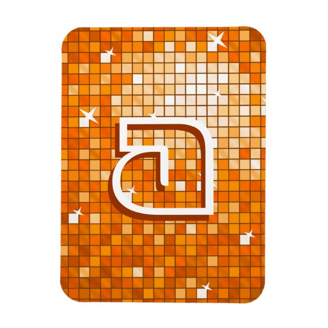 Disco Tiles Orange premium monogram magnet (Vertical)