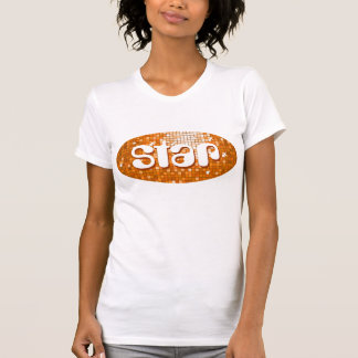 Disco Tiles Orange 'star' ladies petite white T-Shirt