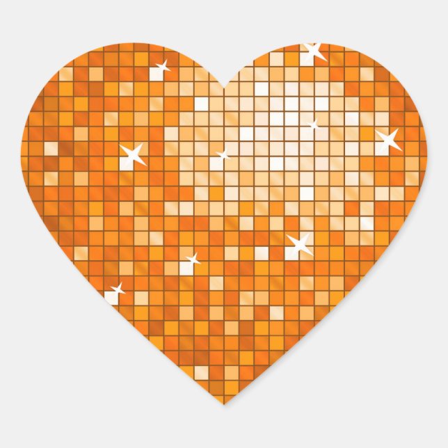Disco Tiles Orange sticker heart (Front)