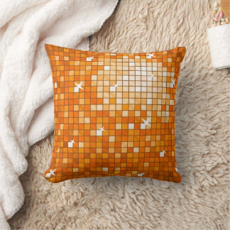 Disco Tiles Orange throw pillow square