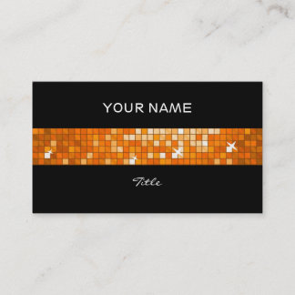 Disco Tiles Orange tile stripe black back Business Card