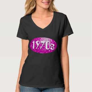 Disco Tiles Pink '1970s' women's v-neck t-shirt