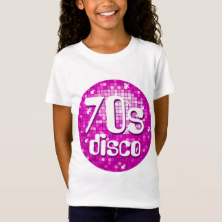 Disco Tiles Pink '70s Disco' girls fitted white T-Shirt