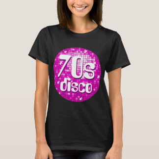 Disco Tiles Pink '70s Disco' women's t-shirt black