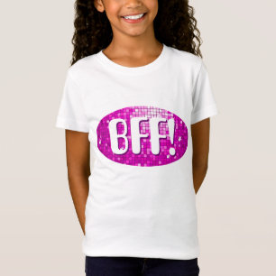 Disco Tiles Pink 'BFF!' girls fitted t-shirt