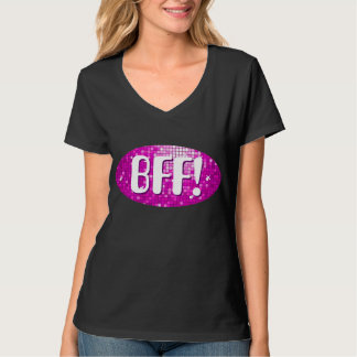 Disco Tiles Pink 'BFF!' women's v-neck t-shirt