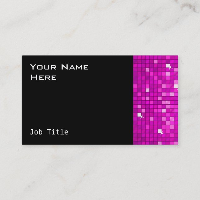 Disco Tiles Pink business card side black (Front)