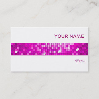 Disco Tiles Pink business card tile stripe white