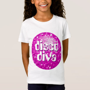 Disco Tiles Pink 'disco diva' girls fitted t-shirt