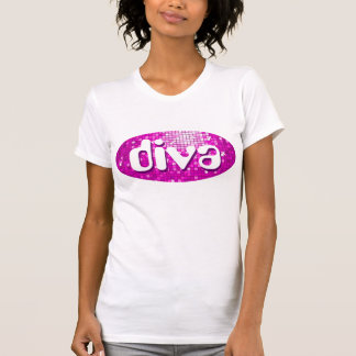 Disco Tiles Pink 'diva' ladies petite white T-Shirt