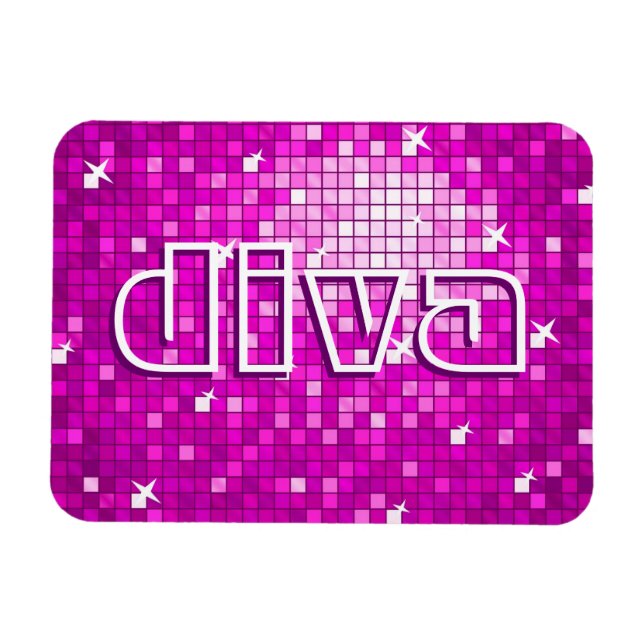 Disco Tiles Pink 'diva' premium magnet (Horizontal)