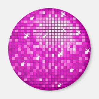 Disco Tiles Pink fridge magnet round