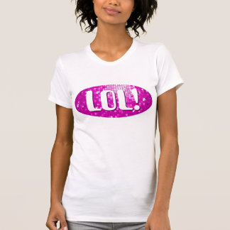 Disco Tiles Pink 'LOL!' ladies petite white T-Shirt