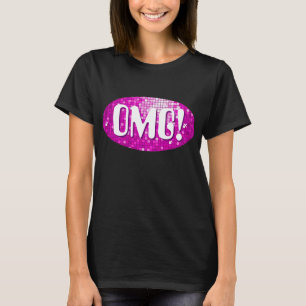 Disco Tiles Pink 'OMG!' women's t-shirt black