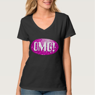 Disco Tiles Pink 'OMG!' women's v-neck t-shirt