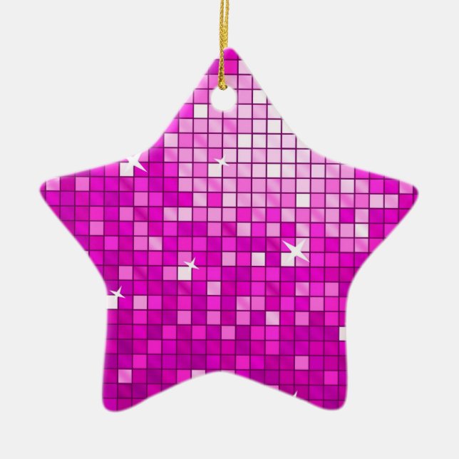 Disco Tiles Pink ornament star (Front)