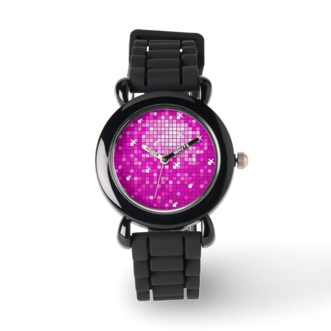Disco Tiles Pink print watch (Front)