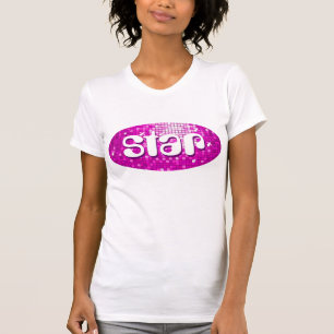 Disco Tiles Pink 'star'  ladies petite white T-Shirt