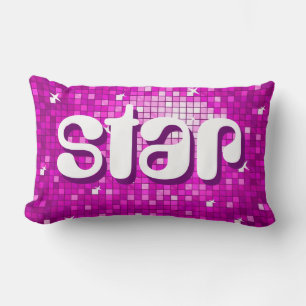 Disco Tiles Pink 'star' throw pillow amelia text